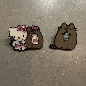 Loungefly Hello Kitty x Pusheen and Pusheen with boba tea enamel pins NWOT lot